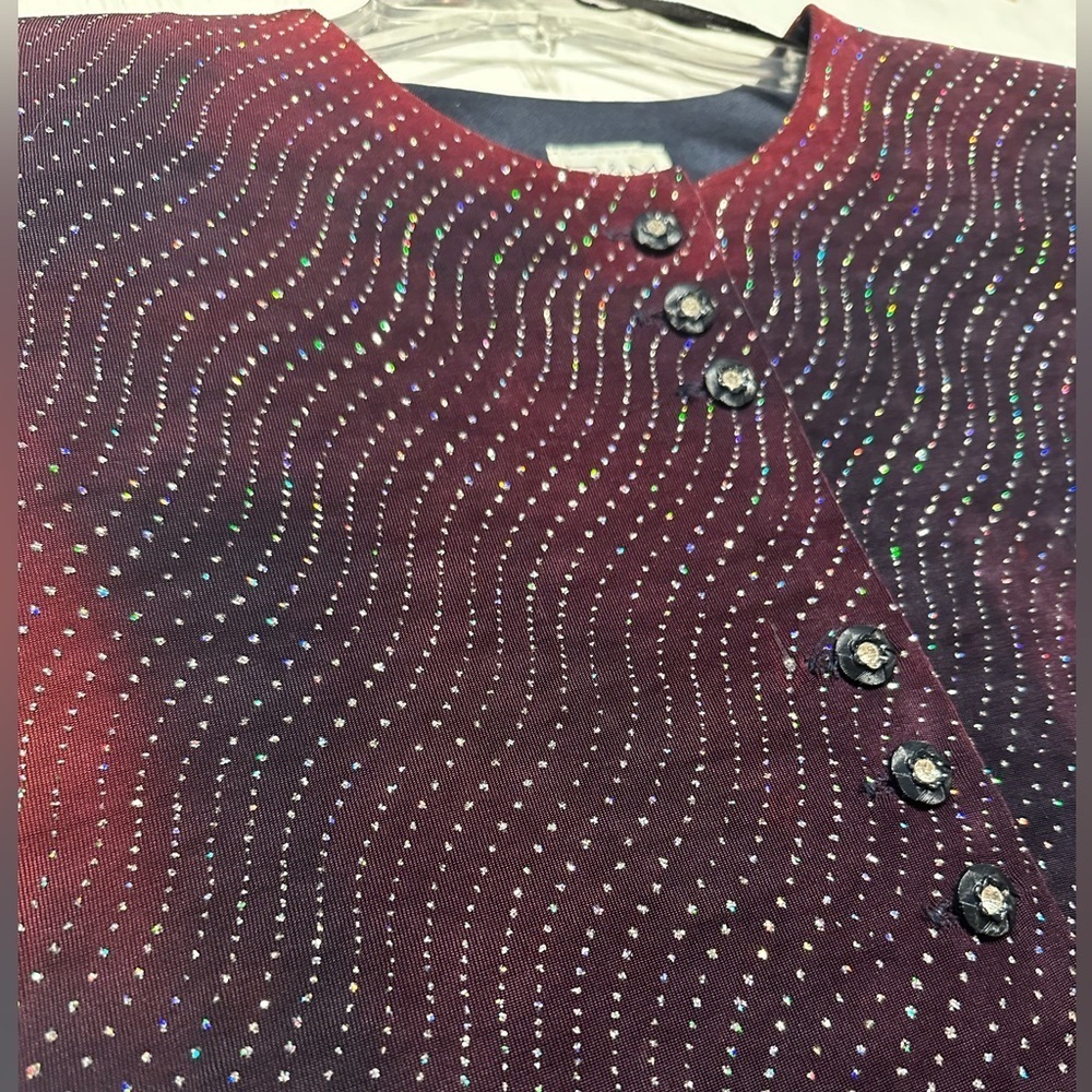 R&M Richards by Karen Kwong 2-Piece Pant Set Size 12 Glitter Top Evening Outfit - Picture 2 of 16